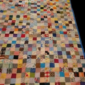 Antique, hand sewn, tied quilt 68"x 78"